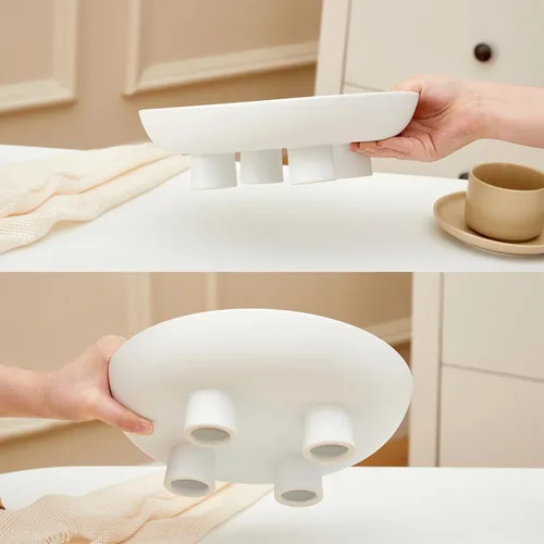 Miniatura 8 de Frutero de cerámica cuencos de cerámica para encimera de cocina, cuencos decorativos grandes de 10 pulgadas para decoración moderna del hogar