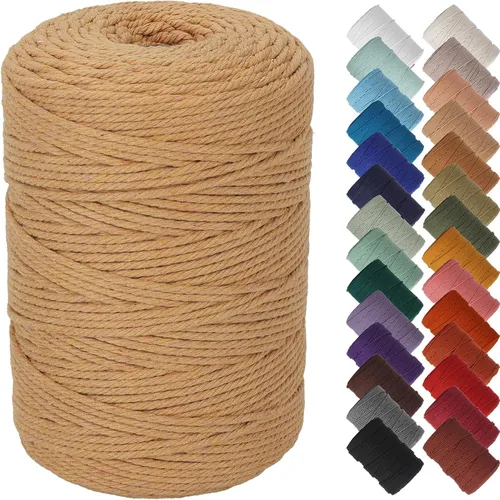 Miniatura 17 de NOANTA - Cuerda de macramé color beige natural, 1/8 pulgadas (3 mm) x 109 yardas (100 metros), cuerda de algodón colorido para colgar en la pared