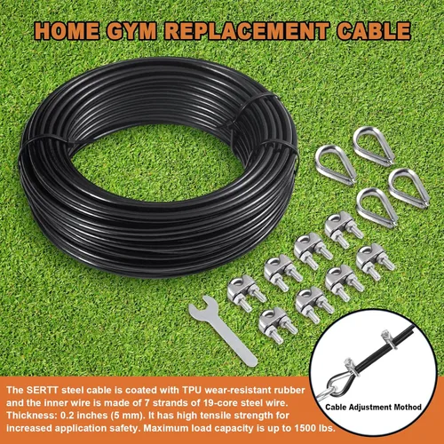 Miniatura 2 de SERTT Cable de repuesto para máquina de cable de polea, cable de polea para gimnasio casero DIY, longitud de cable de alambre de 32.8/65.6/98.4 pies