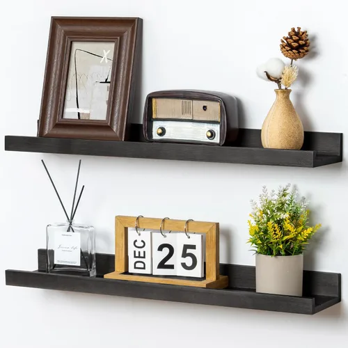 FLYJOE Estante de repisa de fotos para pared, 24 pulgadas de madera de fresno maciza, estantes para libros de guardería, estantes flotantes para