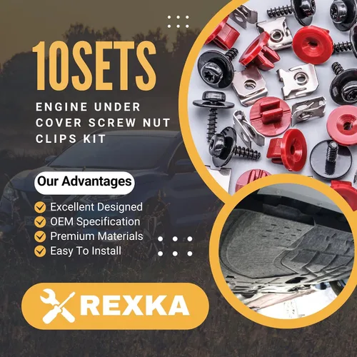 Miniatura 2 de Rexka 10 juegos de tornillos T30 para cubierta de protección contra salpicaduras de motor T30, kit de clip de tuerca de perno compatible con Ford