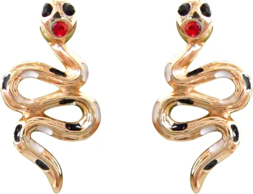 Miniatura 61 de Navachi Pendientes colgantes de gota de serpiente con forma de pera multicolor de cristal chapado en oro de 18 quilates