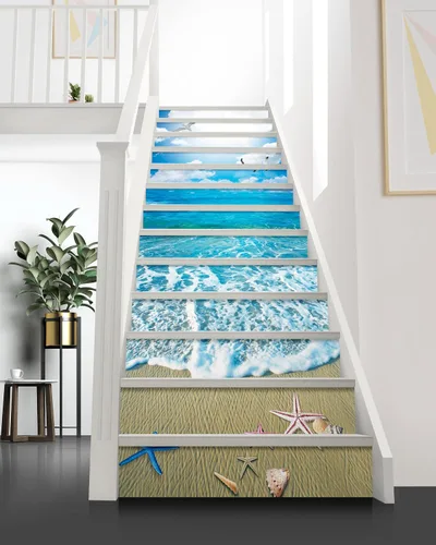 Miniatura 27 de FLFK Calcomanías para escaleras - Adhesivos para escaleras, Calcomanías autoadhesivas para escalones de Sunrise Coast, para decoración del hogar