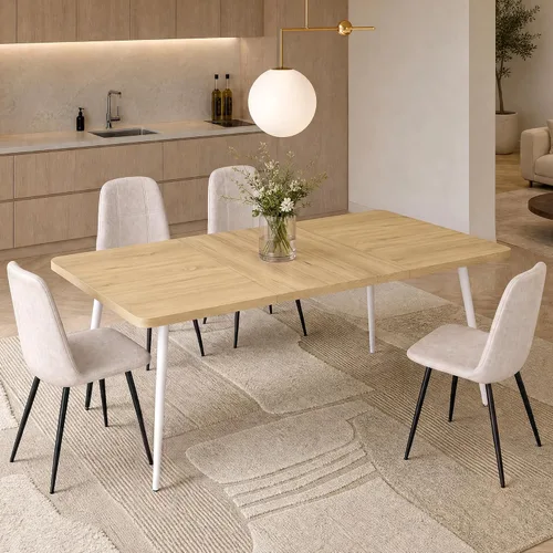 Miniatura 14 de VASAGLE Colección MAEZO - Mesa de comedor extensible para 4/6/8, mesa de cocina con patas cónicas, transiciones curvas, para comedor, cocina