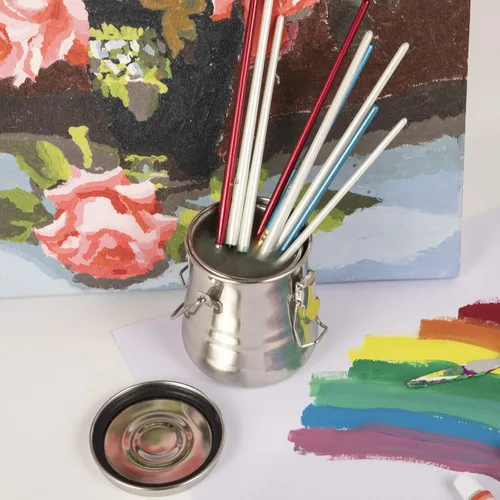 Miniatura 6 de MyLifeUNIT Cuenco para pinceles de pintura, limpiador de brochas de acero inoxidable hermético para pintar (Mediano)