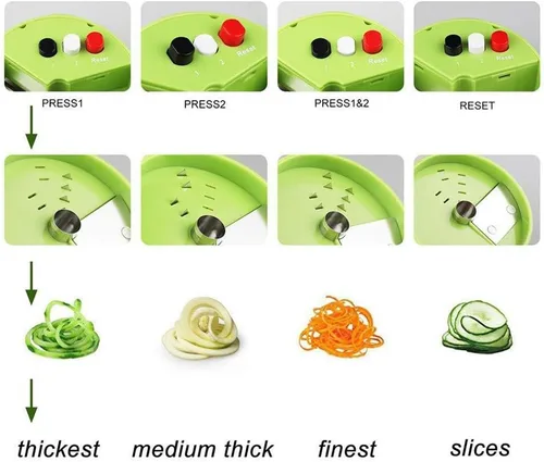 Miniatura 7 de Espiralizador de verduras, fabricante de fideos de calabacín, cortador en espiral de verduras para pepino, calabacín, zanahoria, preparación