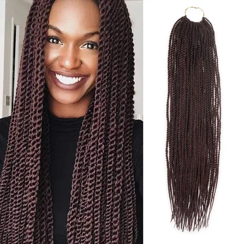 Miniatura 36 de AU-THEN-TIC Cabello senegalés con trenzas de ganchillo de 22 pulgadas, 6 paquetes de 40 mechones por paquete, extensiones de cabello de ganchillo