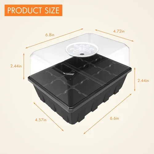 Miniatura 6 de Gardzen Paquete de 3 Bandejas Iniciadoras de Semillas Kit de Germinación, Kit Iniciador de Semillas con Cúpula de Humedad Ajustable, Kit de Cultivo