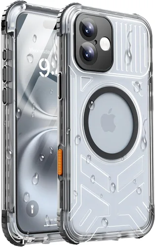 Miniatura 13 de Funda impermeable para iPhone 15 con Magsafe, protector de pantalla, cordón, IP68 militar de cuerpo completo a prueba de golpes, para deportes