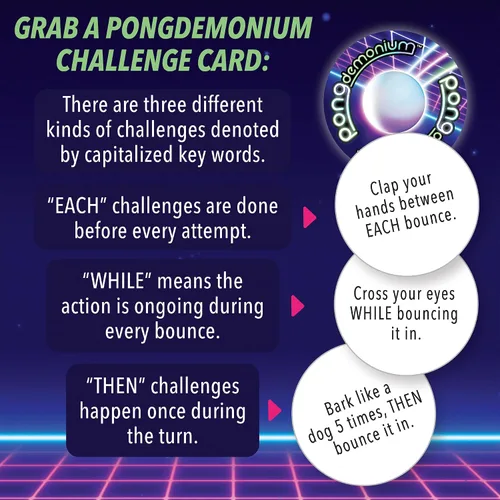 Miniatura 3 de MindWare Juego de fiesta Pongdemonium – Desafío de acción de ritmo rápido con temporizador, pelota rebotante y 55 cartas – Divertido juego