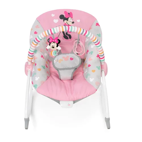 Miniatura 12 de Bright Starts Disney Baby MINNIE Mouse - Mecedora y asiento para bebés y niños pequeños con vibraciones y barra de juguete extraíble, de 0 a 30