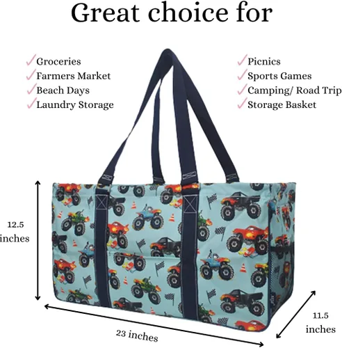 Miniatura 395 de NGIL Bolsa de comestibles reutilizable extra grande plegable de gran tamaño para comestibles, almacenamiento, picnic, playa, Bronco-negro occidental