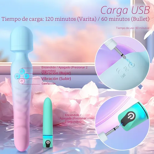 Miniatura 6 de Juego de vibrador de punto G y bala - Vibradores sexuales para mujeres, consolador de clítoris con 7 modos de vibración, masajeador de varita