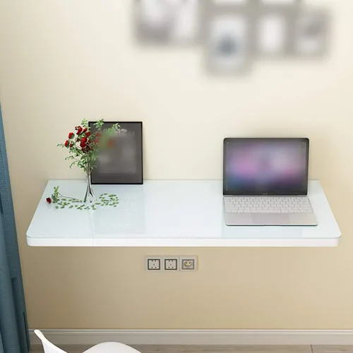 Miniatura 2 de Mesa multifunción para montar en la pared, escritorio flotante para computadora, mesa de comedor plegable, diseño de vidrio templado, para banco