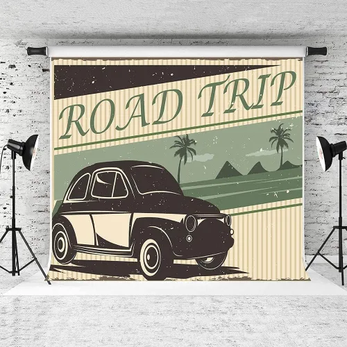 Miniatura 2 de Sello de fondo de viaje por carretera, telón de fondo de coche para niños, fiesta de feliz cumpleaños, amigos, familia, viaje, decoración, fondo, 7
