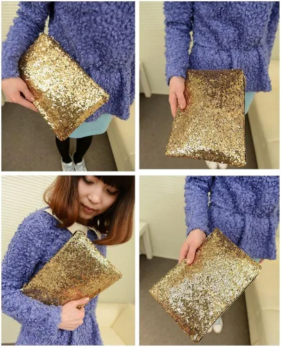 Miniatura 6 de BeneAlways Paillettes - Bolso de mano para mujer, diseño de lentejuelas