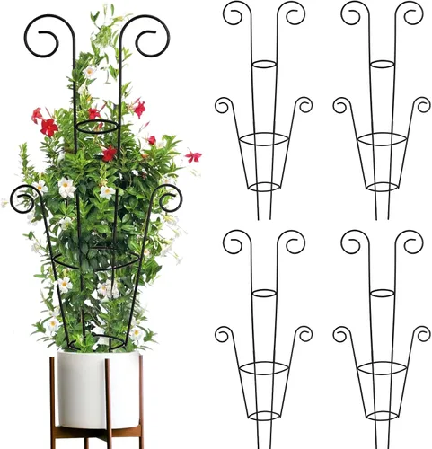 Miniatura 10 de ZOUTOG Enrejado para plantas trepadoras de interior, paquete de 4 unidades de 30 pulgadas, enrejado de jardín de metal resistente al óxido para Negro