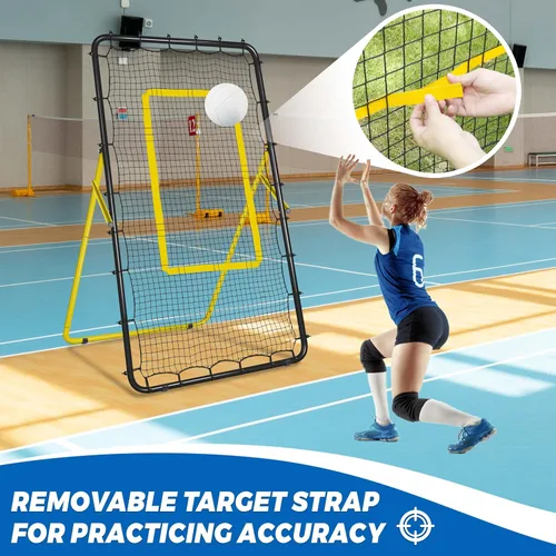 Miniatura 7 de Sistema de red de rebote de voleibol 2 en 1, ajustable de 7 x 4 pies a 4 x 4.5 pies, red de rebote de 4 ángulos, equipo de entrenamiento para Negro
