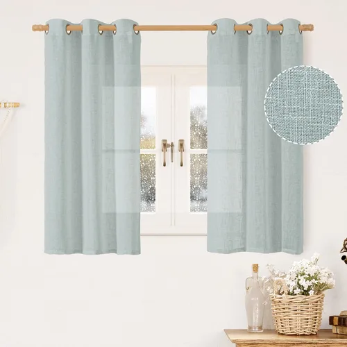 Miniatura 174 de LAMIT Cortinas de lino sintético para dormitorio, paneles filtrantes de luz, cortinas de lino con protección de privacidad con ojales para ventanas