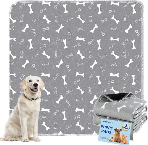 Miniatura 11 de Almohadillas lavables para orina para perros, paquete de 2 almohadillas reutilizables de 41"x41", almohadillas impermeables para entrenamiento