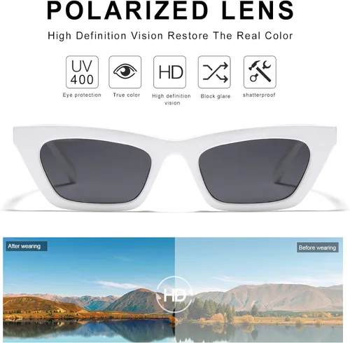 Miniatura 3 de VANLINKER Pequeñas gafas de sol de ojo de gato delgadas de moda para mujer, sombra cuadrada pequeña retro VL9555