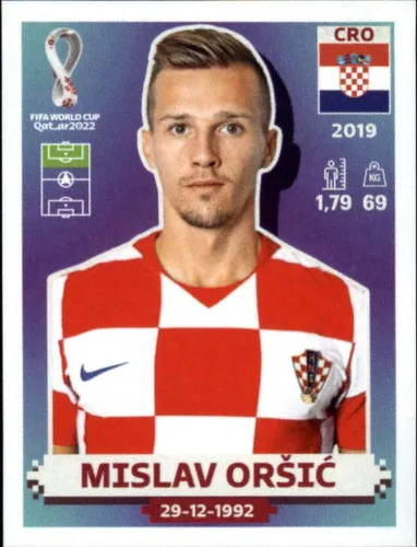 2022 Panini World Cup Soccer Sticker #CRO20 Mislav Orsic Croatia Group F Official Qatar WC Album Sticker in Raw (NM or Better) - Measuring 2 Inches