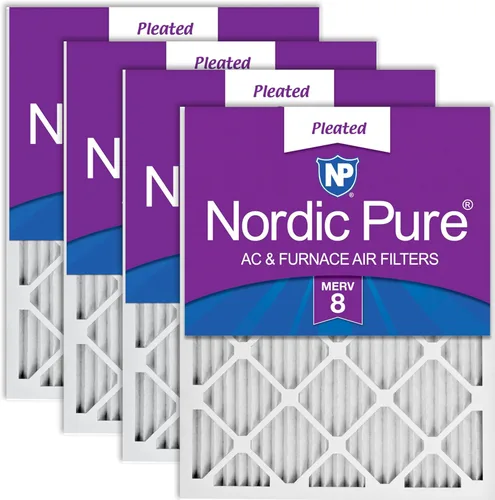 Nordic Pure 16x20x1 (Tamaño real: 15 1/2 x 19 1/2 x 3/4) Filtros de aire plisados MERV 8, paquete de 4 unidades