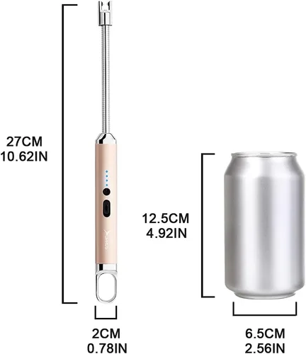 Miniatura 7 de Encendedor SUPRUS, encendedor USB recargable con interruptor de seguridad, encendedor eléctrico de arco con cuello flexible de 360°, sin llama, Oro
