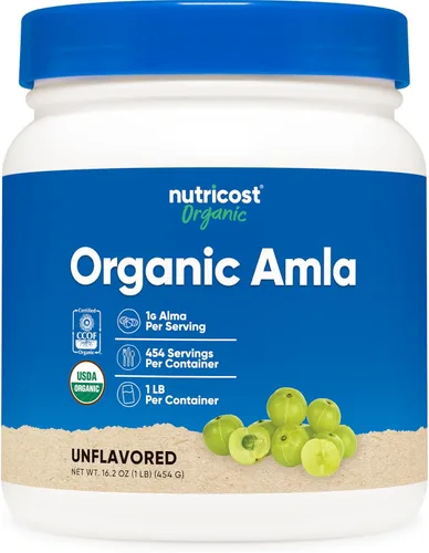 Nutricost Amla en polvo orgánico de 1 libra (sin sabor), 0.04 oz por porción, vegano, sin OMG