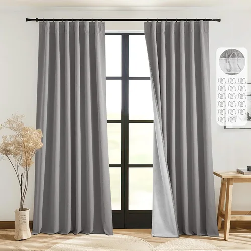 Miniatura 19 de StangH - Cortinas de lino primitivo 100% opacas, paneles pesados para dormitorio, dobles capas con lengüeta trasera, tratamientos para ventanas