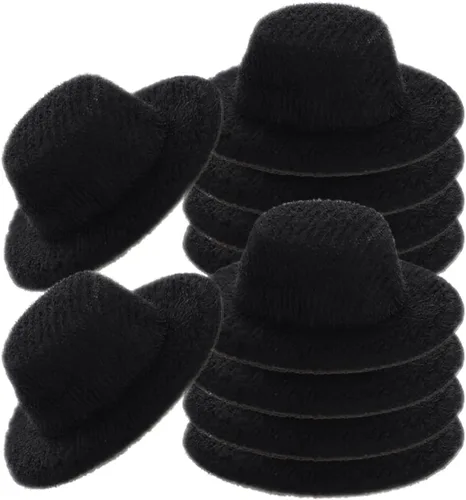 Toddmomy Mini sombreros de fieltro, 20 sombreros negros en miniatura para decoración de bricolaje, suministros de fiesta, decoración de Navidad