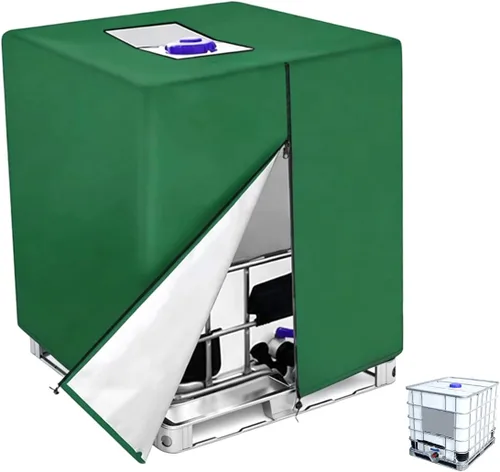 Miniatura 6 de IBC - Funda para barril de lluvia de 1000 litros, tanque de agua al aire libre de 275 galones, sombrilla para jardín, cubierta protectora a prueba
