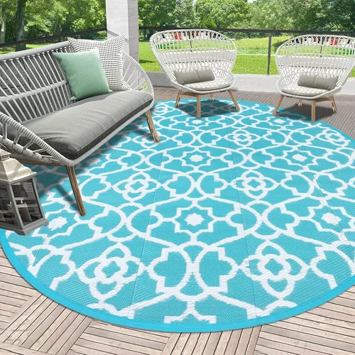 Miniatura 23 de HEBE Alfombra de Exterior Impermeable 6x9, Alfombra de Paja de Plástico Alfombra de Camping, Alfombras de Patio Exterior Reversibles Tapete para RV