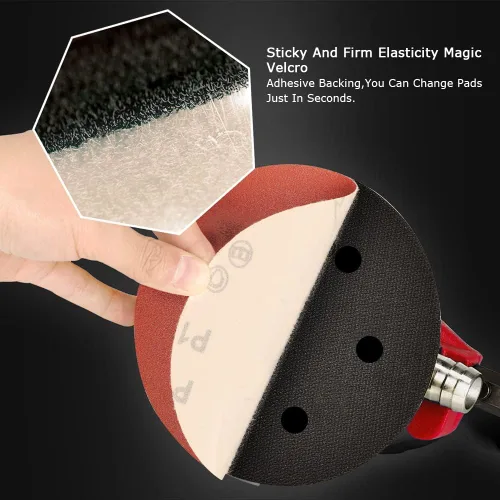 Miniatura 6 de Lijadora orbital aleatoria neumática ZFE de 5" y 6" Lijadora de palma neumática con placa de respaldo extra de 5", almohadillas de pulido