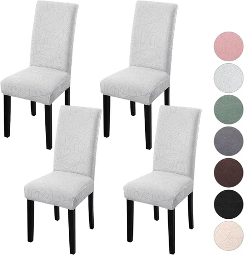 Miniatura 9 de Fundas para silla de comedor Yisun, fundas elásticas para silla de comedor, funda protectora para silla de comedor, mezcla de poliéster, Beige