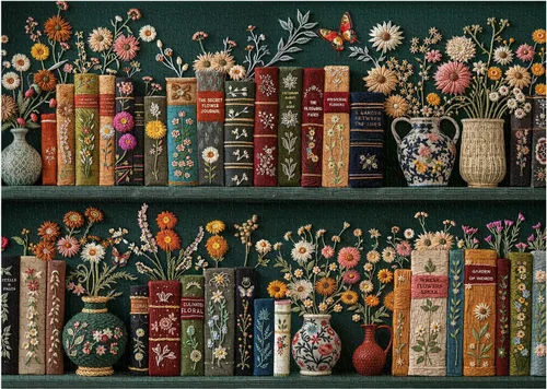 Rompecabezas de Páginas de Flores Silvestres para Adultos de 1000 Piezas, Rompecabezas de Arte de Libro de Flores Vintage, Rompecabezas Colorido de