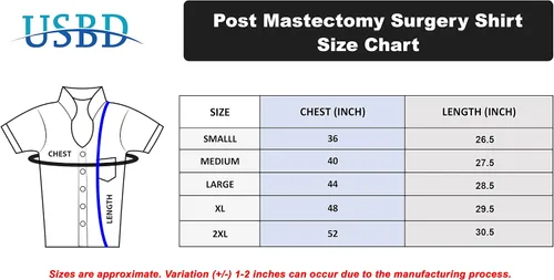 Miniatura 3 de USBD Camisa de recuperación de cirugía posterior a la mastectomía, cuello de solapa con bolsillos de drenaje