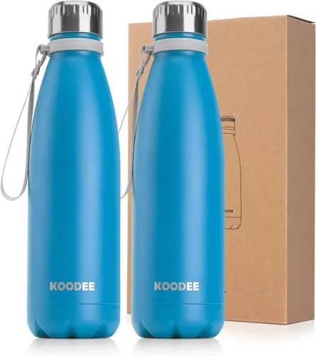Miniatura 20 de koodee Botella deportiva de agua aislada al vacío de doble pared de acero inoxidable, 17 oz, con forma de botella de refresco, a prueba de fugas