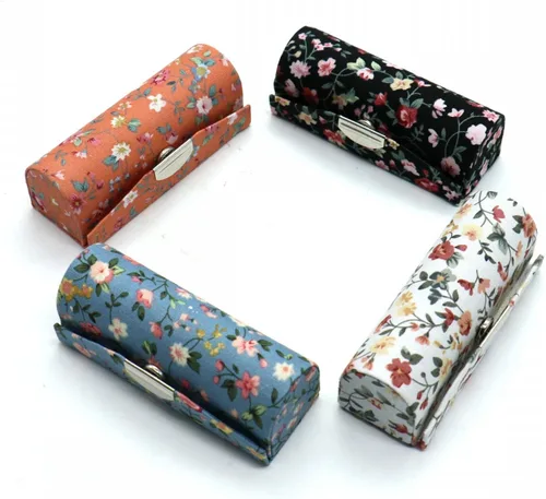 Miniatura 7 de SenseYo Estuche para lápiz labial floral para mujer, 4 piezas, con espejo, kit de almacenamiento de cosméticos, estuche de viaje de maquillaje