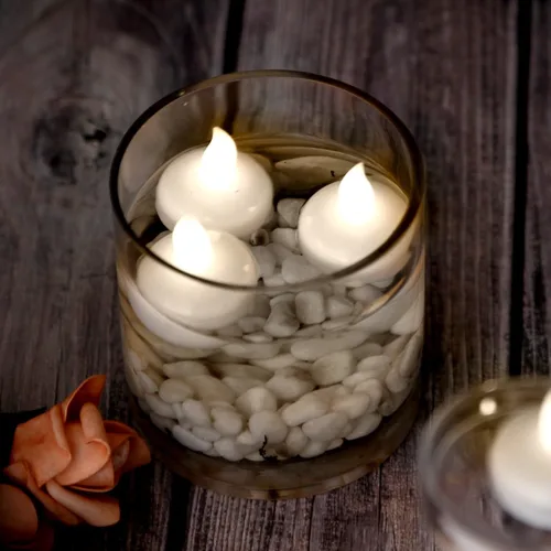 Miniatura 6 de AGPtek - lote de 10 luces ledes flotantes para té, impermeables, para decoración de bodas y fiestas, floral, vela sin llama, blanco/blanco cálido