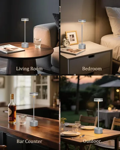 Miniatura 7 de Paquete de 2 lámparas de mesa LED inalámbricas recargables, lámpara de escritorio LED portátil de 5000 mAh, funciona con pilas, luz de mesa