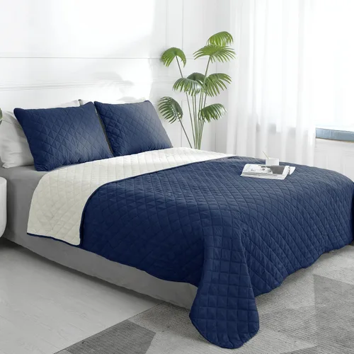 Miniatura 12 de Easy-Going - Juego de colcha reversible tamaño king con 1 colcha y 2 fundas de almohada, colcha de cama suave, edredón de microfibra liviano Gris