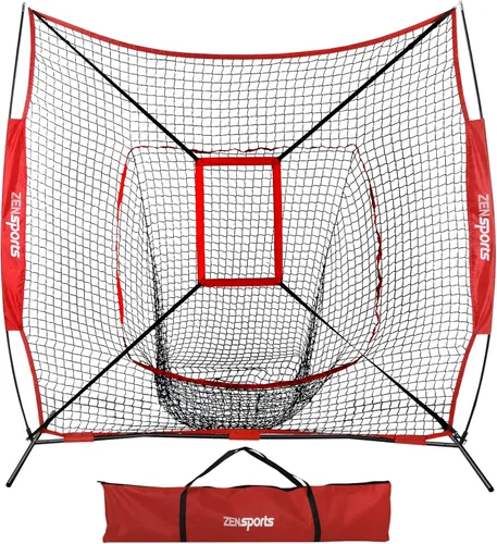 Miniatura 8 de ZENY Red de práctica de béisbol y softbol de 5 x 5 pies / 7 x 7 pies, red de entrenamiento de bateo, captura de lanzamiento, con bolsa
