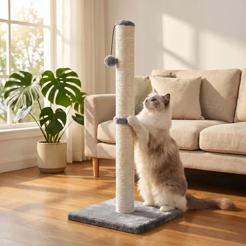 Miniatura 10 de Dimaka - Rascador de gato de 29 pulgadas de alto, con cuerda de sisal y cubierto con suave felpa suave Gris