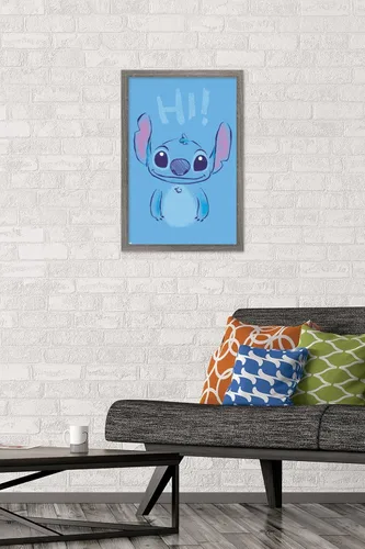 Miniatura 2 de Trends International Disney Lilo and Stitch - Póster de pared Hi Wall, 14.725 x 22.375 pulgadas, versión enmarcada de madera de granero