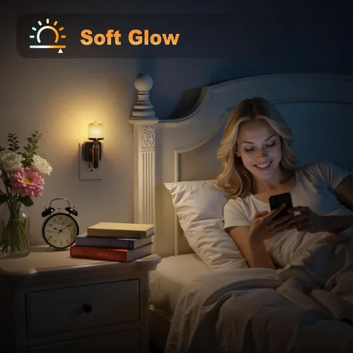Miniatura 5 de JandCase Luz Nocturna de Vela, Luces Nocturnas que se Enchufan a la Pared, Blanco Suave 3000K, Brillo Ajustable 0-100LM, Sensor de Anochecer a
