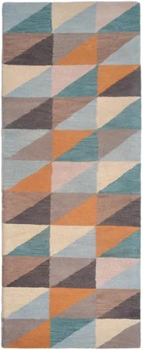 Miniatura 2 de Rugsotic Carpets Alfombras de lana copetuda a mano ecológicas – 2 pies 6 x 6 pies, forma de pasillo, multicolor, diseño geométrico moderno