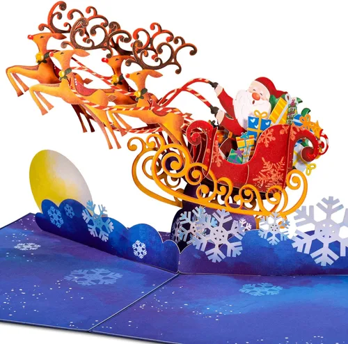 Miniatura 7 de Paper Love Tarjeta de Navidad desplegable 3D, automóvil, regalo para Navidad o vacaciones, cubierta de 5 x 7 pulgadas, incluye sobre y etiqueta
