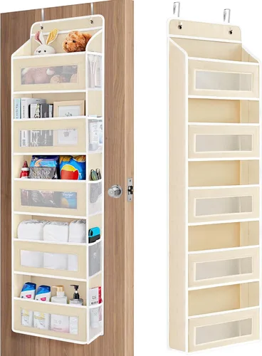 JARLINK Organizador de almacenamiento sobre la puerta, organizador de puerta colgante de 5 estantes con 5 bolsillos de gran capacidad, anti
