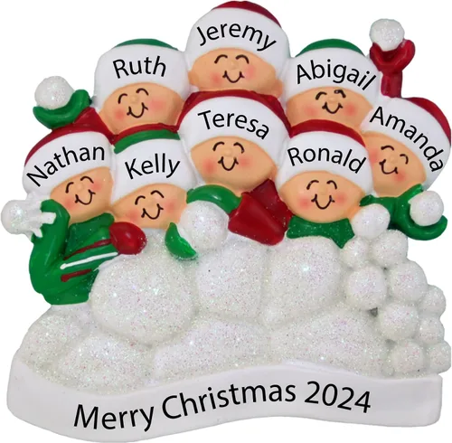 Miniatura 10 de Adorno familiar de Navidad personalizado para familia de 3, adorno de familia de tres nietos, adorno de bola de nieve personalizada, adornos